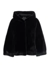 Valentini 1972 Faux-fur Hooded Jacket In Black