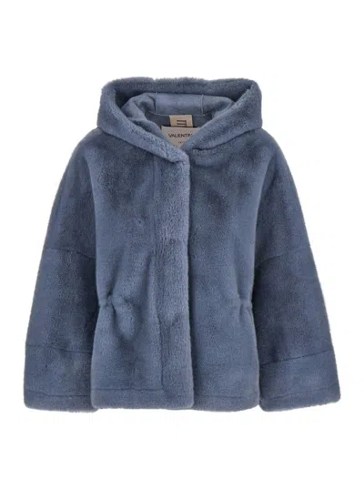 Valentini 1972 Faux-fur Hooded Jacket In Blue