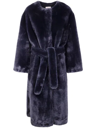 Valentini 1972 Valentini Long Fur Coat With Belt In Gray