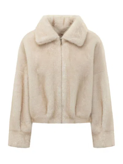 Valentini 1972 Eco Mink Mini Fur-style Jacket In Vanilla