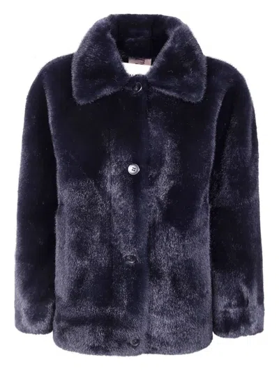 Valentini 1972 "eco Mink" Short Faux Fur In Blue