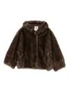 Valentini 1972 Plush Brown Faux Fur Coat In Green