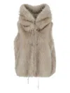 Valentini 1972 Hooded Drawstring Gilet In Neutral