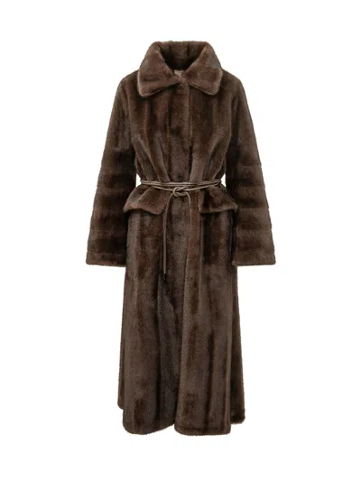 Valentini 1972 Eco Vintage Mink Fur Coat In Chocolate