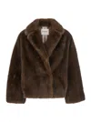 Valentini 1972 Plush Brown Faux Fur Jacket In Brown