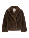Valentini 1972 Plush Brown Faux Fur Jacket In Brown