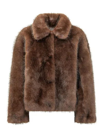 Valentini 1972 Eco Zibellino Faux Fur Outerwear In Cocoa