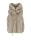 Valentini 1972 Hooded Drawstring Gilet In Neutral