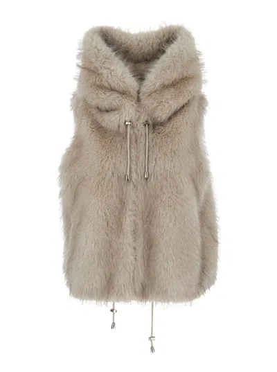 Valentini 1972 Hooded Drawstring Gilet In Nude