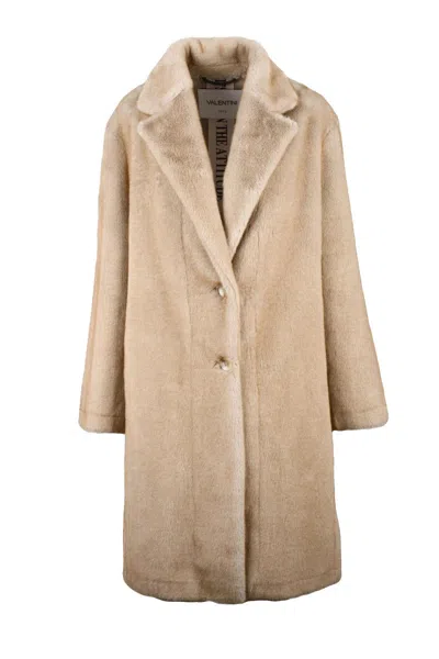 Valentini 1972 Faux Fur Coat Buttons - Beige In Brown