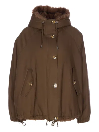Valentini 1972 Faux-fur Hooded Parka In Brown