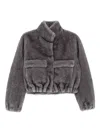 Valentini 1972 Cropped Plush Faux Fur Coat In Gray