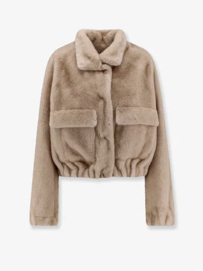 Valentini 1972 Faux Fur Jacket In Sand