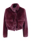 Valentini 1972 Faux Fur Jacket With High Collar. In Pink