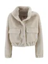 Valentini 1972 Faux Fur Jacket With High Collar. In Neutral