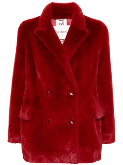 Valentini 1972 Faux-shearling Jacket In Cherry