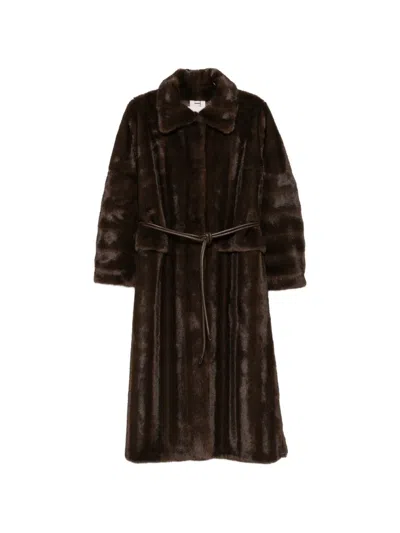 Valentini 1972 Faux-fur Belted Coat In Multi