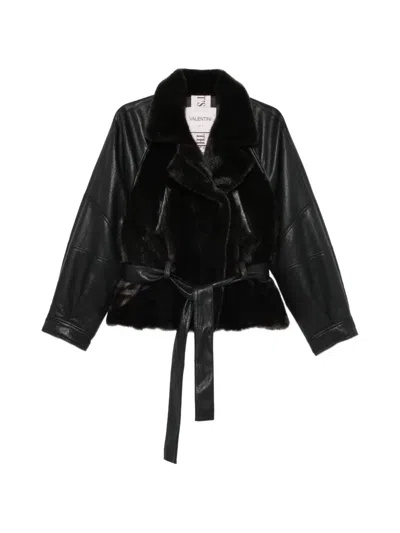 Valentini 1972 Faux-fur Belted Jacket In Black