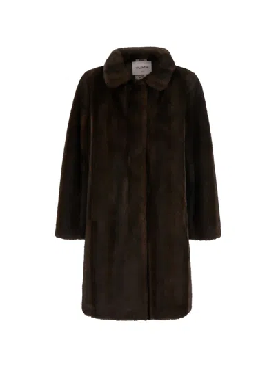Valentini 1972 Faux-fur Classic Collar Coat In Brown