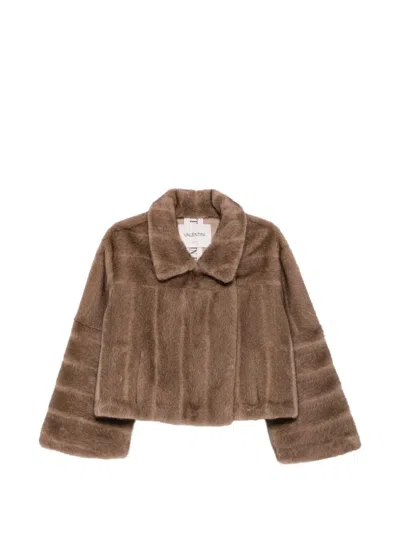 Valentini 1972 Faux-fur Cropped Coats In Brown