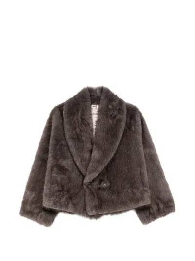 Valentini 1972 Faux-fur Double-breasted Coat In Brown