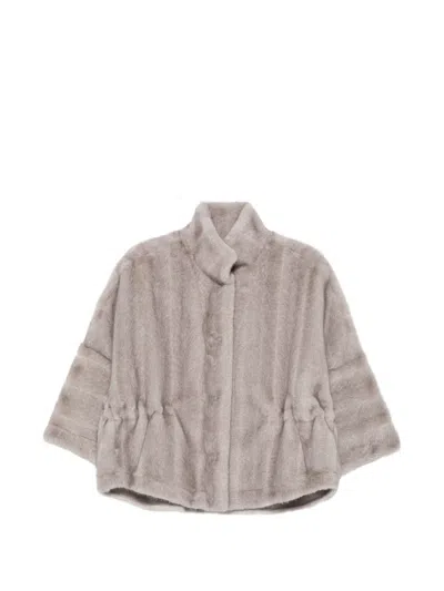 Valentini 1972 Faux-fur Drawstring Coat In Gray