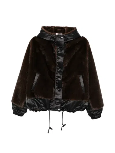 Valentini 1972 Faux-fur Panelled Coat In Brown