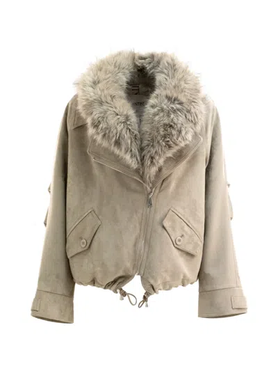 Valentini 1972 Faux-fur Trim Drawstring Jacket In Green