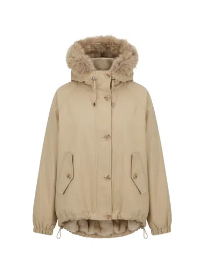 Valentini 1972 Faux-fur Trim Hooded Coat In Multi