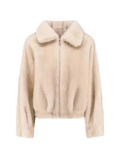 Valentini 1972 Faux-fur Zip-up Jacket In Neutral