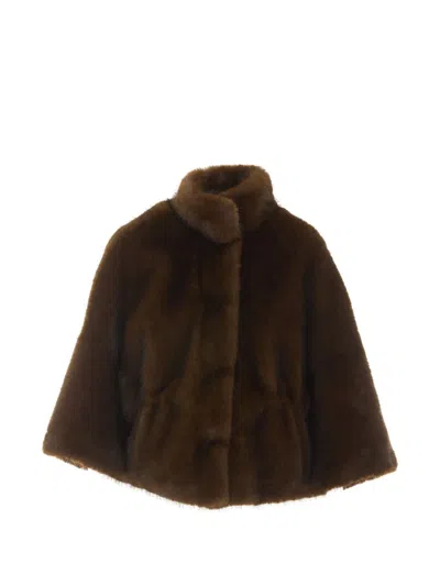 Valentini 1972 Funnel-neck Concealed-fastening Jacket In Brown