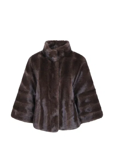 Valentini 1972 Funnel-neck Faux-fur Coat In Brown