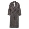 Valentini 1972 Textured Ecofur Long Coat With Self-tie Belt In Gray