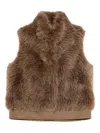 Valentini 1972 Camel Faux Fur Vest In Brown