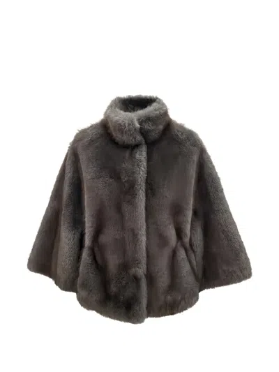 Valentini 1972 High-neck Faux-fur Jacket In Brown