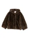 Valentini 1972 Plush Brown Faux Fur Coat In Green