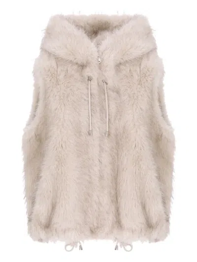 Valentini 1972 Hooded Sleeveless Jacket In Neutral