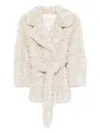Valentini 1972 Plush Textured Jacket With Wide Collar In Neutral