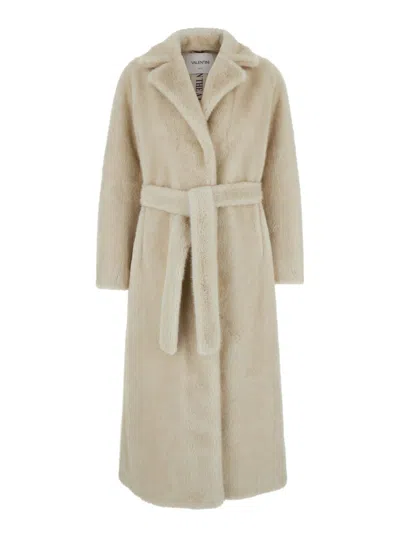 Valentini 1972 Long Belted Eco Mink In Neutrals