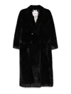 Valentini 1972 Long Double-breasted Faux Fur Coat In Black