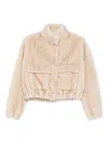 Valentini 1972 Plush Cropped Coat With High Collar In Neutral