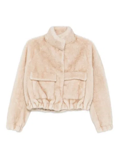 VALENTINI 1972 PLUSH CROPPED COAT WITH HIGH COLLAR