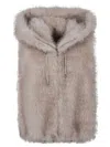 Valentini 1972 Plush Eco Sable Fur Vest With Hood In Neutral