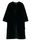 Valentini 1972 Plush Velvet Texture Black Coat In Black