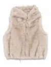 Valentini 1972 Short Sleeveless Coat With Plush Faux Fur In Neutral