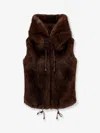 Valentini 1972 Sleeveless Faux Fur Jacket In Brown