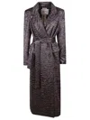 Valentini 1972 Textured Ecofur Long Coat With Self-tie Belt In Gray