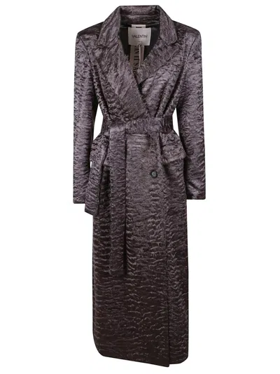 VALENTINI 1972 TEXTURED ECOFUR LONG COAT WITH SELF-TIE BELT
