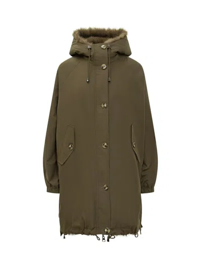 Valentini 1972 Valentini Parka With Fur Hood In Green