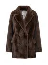 Valentini 1972 Valentini Women's Eco Fur Double-breasted Coat In Brown